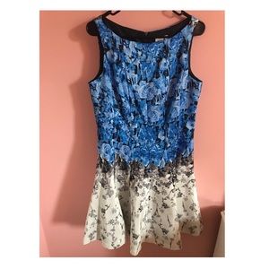 J Taylor Blue and Black Floral Dress